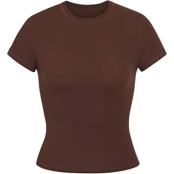 SKIMS Womens Cocoa Fits Everybody Stretch-jersey T-Shirt XXS