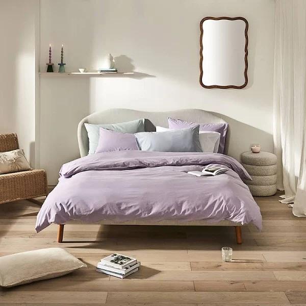 Adairs Stonewashed Cotton Lilac Quilt Cover Separates - Queen