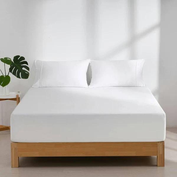 Dreamaker Superfine Washed Microfibre Combo Fitted Sheet Set White King Bed