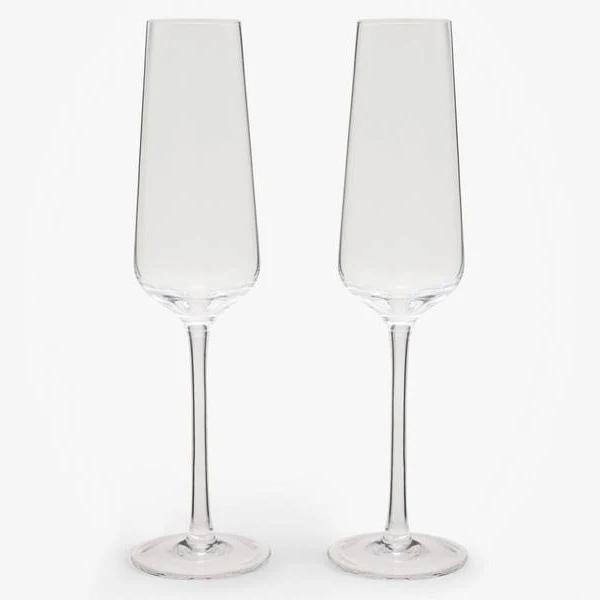 Country Road Alto Flute Glass Set of 2 in Clear White NS