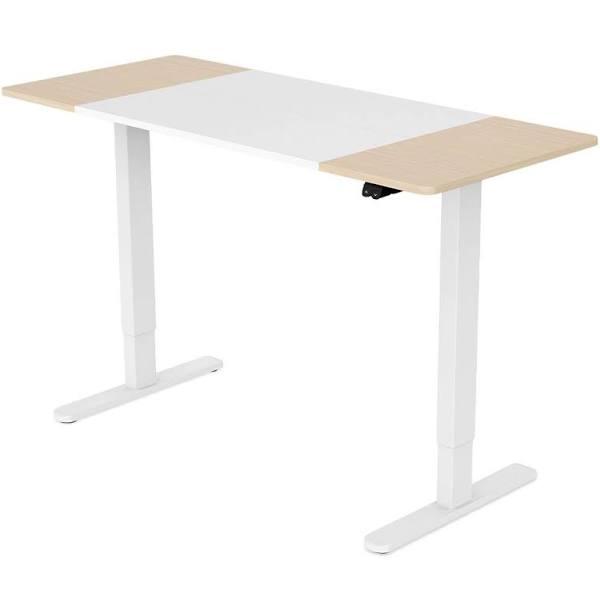 FORTIA Sit Stand Standing Desk, 140x60cm, 72-118cm Height Adjustable, 70kg Load, Light Oak style/White Frame