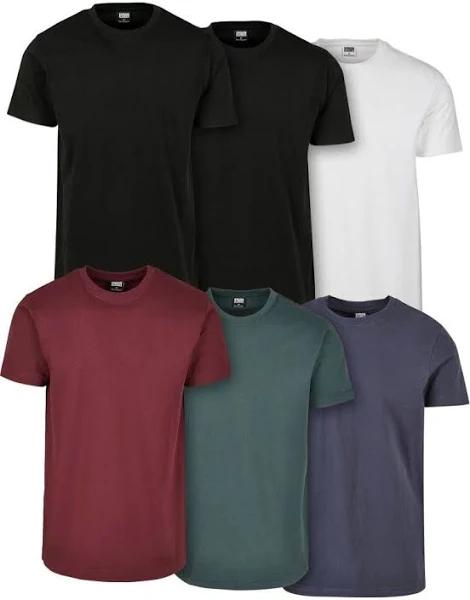 Urban Classics - Basic Pack of 6 Blk/Blk/Wht/Rdwn/Bttlgrn/Nvy - T-Shirt - Black - L - 100% Cotton,Jersey