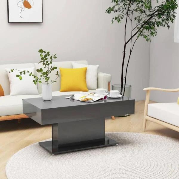 vidaXL - Coffee Table Chipboard - High Gloss Grey - 96x50x45 cm