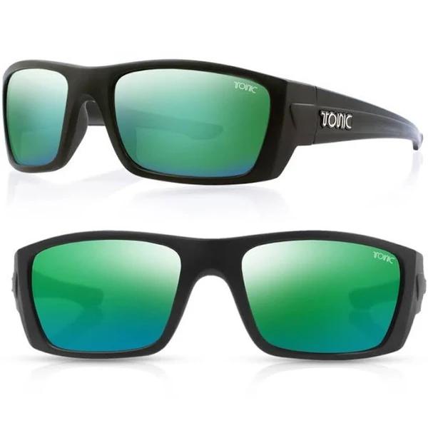 Tonic Youranium Polarised Sunglasses with Glass Green Mirror Lens & Black Frame