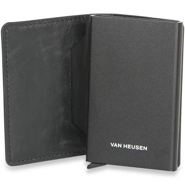 Van Heusen Men's Credit Card Holder RFID Blocking Slim Money Case Wallet Black