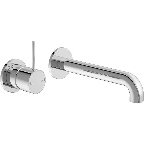 Nero Mecca Wall Basin Mixer Separate Back Plate Handle Up 185mm Spout Chrome NR221907d185CH