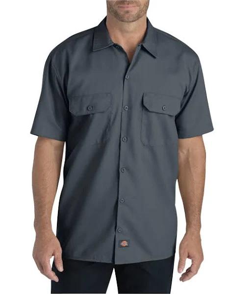 Dickies ws675 Flex Relaxed Fit Short Sleeve Twill Work Shirt - Charcoal, XL