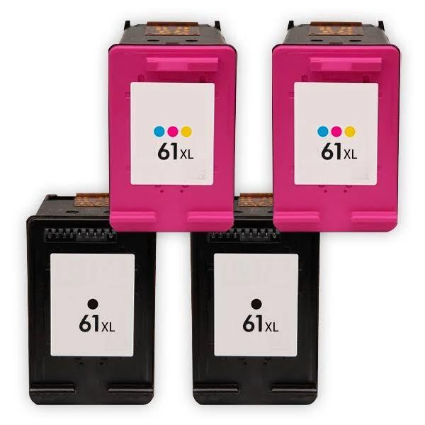 Compatible 4 x HP 61XL High Yield Inkjet Cartridges CH563WA + CH564WA [2BK,2CL]