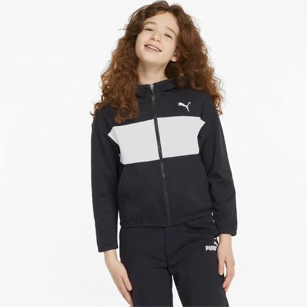 Modern Sports Full-Zip Girls Hoodie in Black, Size 6, Cotton/Polyester by Puma