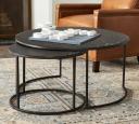 Set of 2 Luxe Coffee Table Round Marble Nesting Side Coffee Table