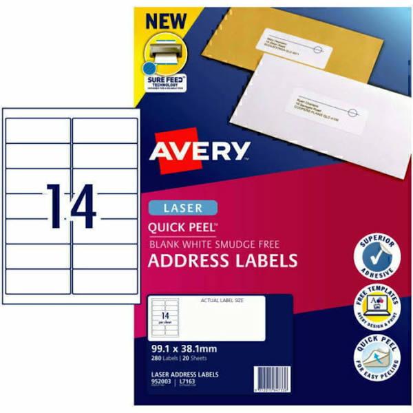 Avery Laser Label L7163 14Up Pk20 [952003]