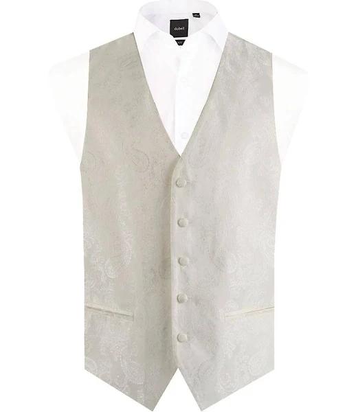 Dobell Mens Ivory Vest Regular Fit Dupion 5 Button Size Large - AfterPay & zipPay Available