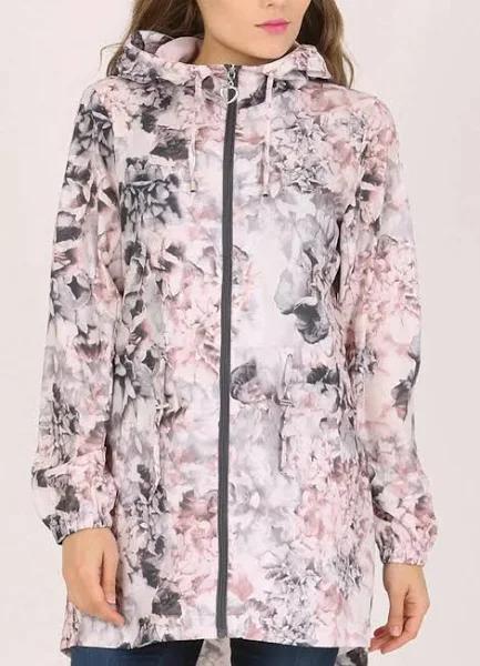 Printed Two Toned Rain Jacket Floral / 8