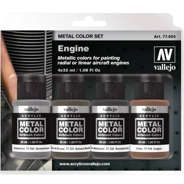 Vallejo Metal Colour - Engine 4 Colour Acrylic Paint Set