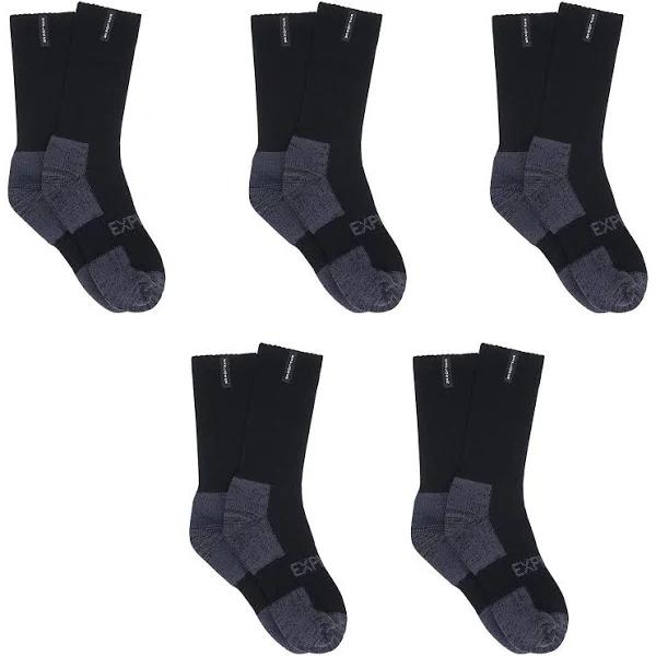 5 Pair Bonds Explorer Tough Work Crew Mens Work Thick Socks SYNJ2N Bulk Cotton Black 11-14