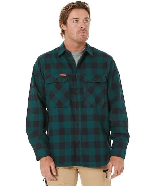 Hard Yakka Y07295 Check Flannel Shirt Long Sleeve Bottle Green-3XL