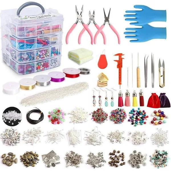 Jewelry Making Kit, 1960 Pcs Jewelry Making Supplies Includes Jewelry Beads, Instructions, Findings, Wire For Bracelet, Necklace, Earrings Making