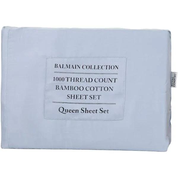 Royal Comfort 1000TC Balmain Hotel Grade Bamboo Cotton Sheets Pillowcases Set Queen Blue Fog