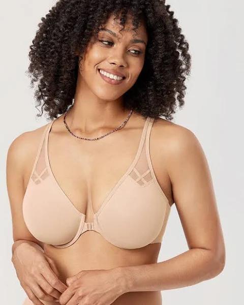 DELIMIRA Bra Nude Mesh-Accent Underwire Racerback T-Shirt Bra 42B