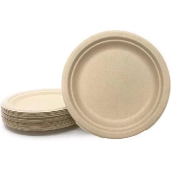 Natural Sugarcane Plate 180mm 50pk