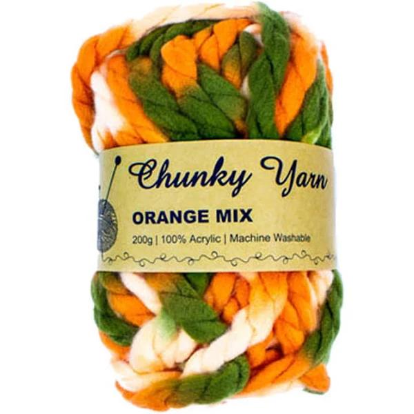 Malli Knitting 200g Super Chunky Yarn Orange Mix