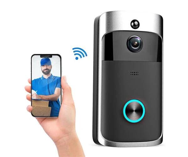 Wireless Video Doorbell 720P Visual Real-time Intercom Wi-Fi Video Bell PIR Detection Night Vision 2-Way Talk Home Security Camera with 166° Viewing