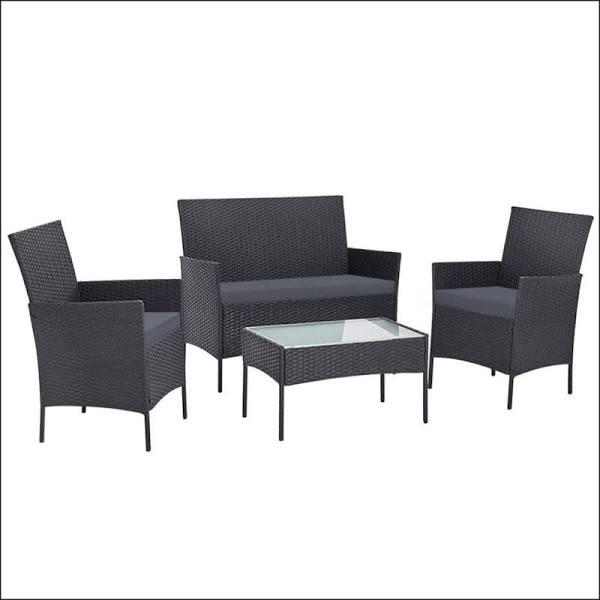 Gardeon Outdoor Furniture Wicker Set - Dark Grey