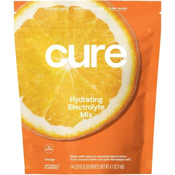 Cure Hydration, Hydrating Electrolyte Mix, Orange, 14 Packets, 0.29 oz (8.3 g) Each