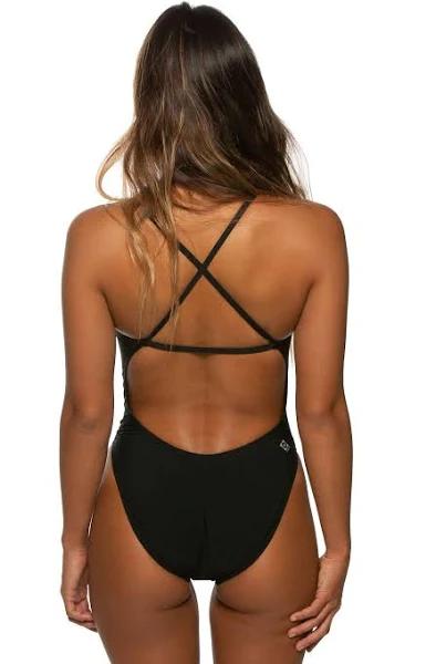 JOLYN Women's Brandon 2 Solid One Piece Swimsuit - Black | Polyester - Swimoutlet.com