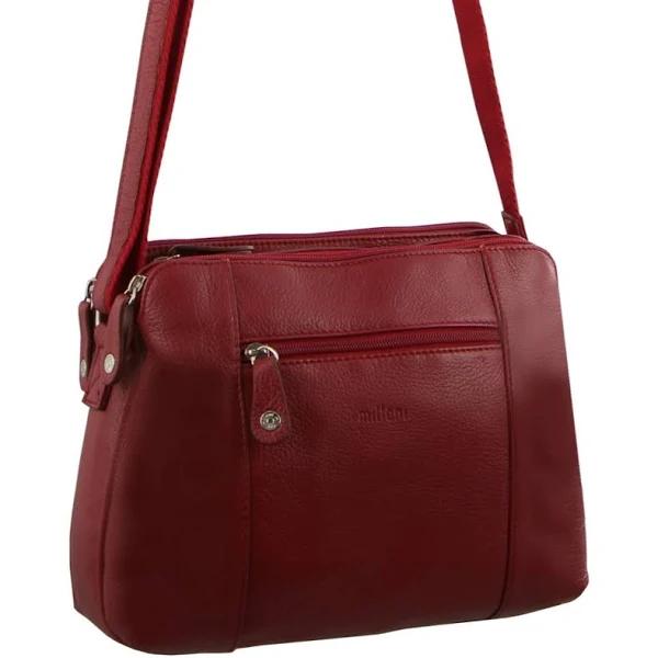 Milleni Ladies Leather Cross Body Bag / Red