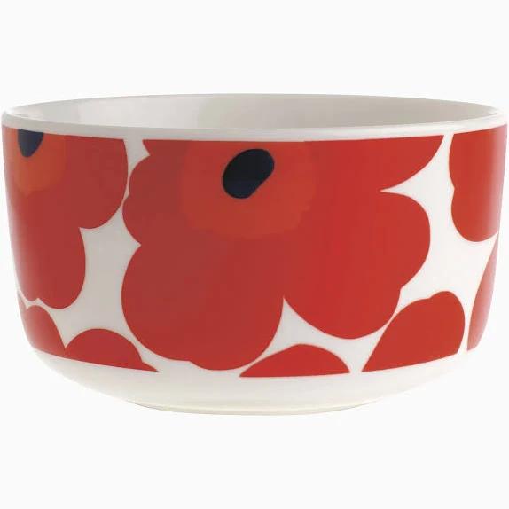 Marimekko - Oiva Unikko Bowl 500 ml, White / Red