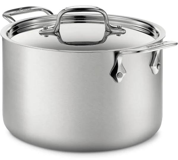 All-Clad BD552043 Stainless Steel D5 Brushed 5-Ply Bonded Dishwasher Safe Soup Pot With Lid, 3.8L, Silver