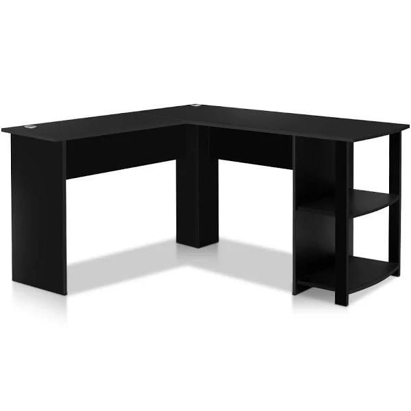 L Shape Corner Computer Table Workstation - Black