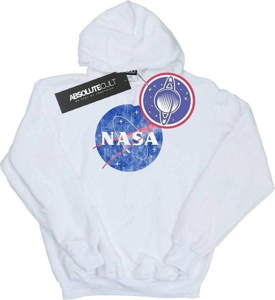 NASA Mens Insignia Cotton Logo Hoodie White M Polyester Cotton Mens Hoodie