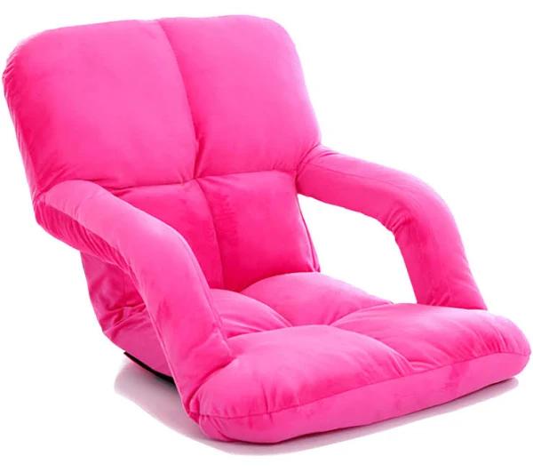 SOGA Foldable Lounge Cushion Adjustable Floor Lazy Recliner Chair with Armrest Pink