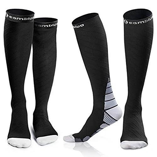 CAMBIVO 2 Pairs Compression Socks For Men and Women(20-30 mmHg), Compression Stocking For Swelling, Nurse, Flight