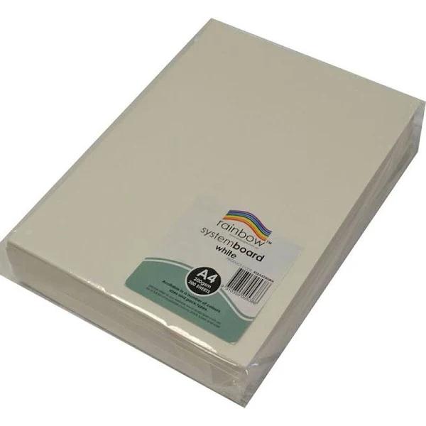 Rainbow System Board 200gsm A4 White Pack of 200