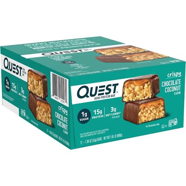 Quest Nutrition Quest Hero Protein Bar Crispy Chocolate Coconut 12 Bars