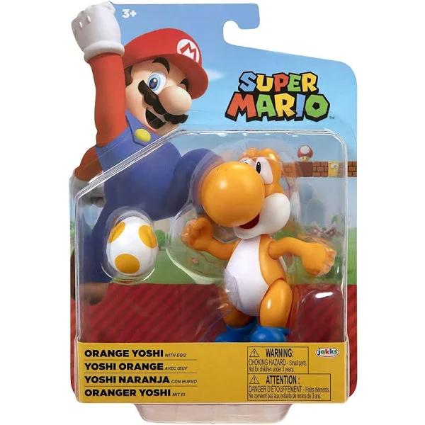 Super Mario Action Figure 4 Inch Orange Yoshi Collectible Toy with Egg