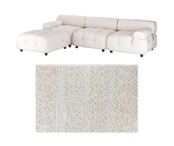 Keila 3 Seater Sofa with Rug Package - Cream - Benita