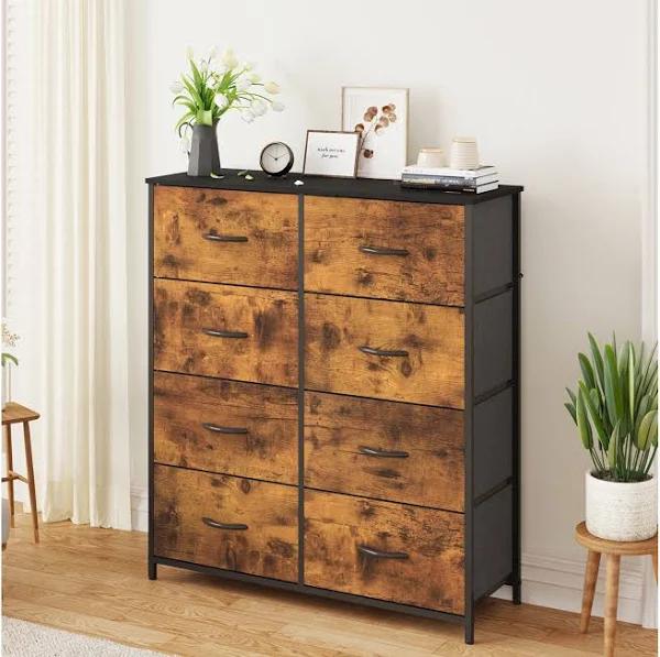 Advwin Chest of Drawers 8 Drawer Storage Cabinet, Walnut