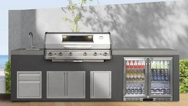 Everdure Bayview 6-Burner Outdoor Kitchen + Standard Beverage Cooler - Natural Gas