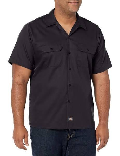 Dickies ws673 Flex Slim Fit Short Sleeve Twill Work Shirt - Black, S