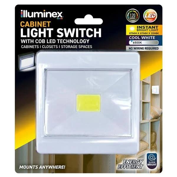 illuminex 3W 120 Lumens COB LED Magnetic Cabinet Light Switch - 8.7cm x 8.7cm x 2.8cm