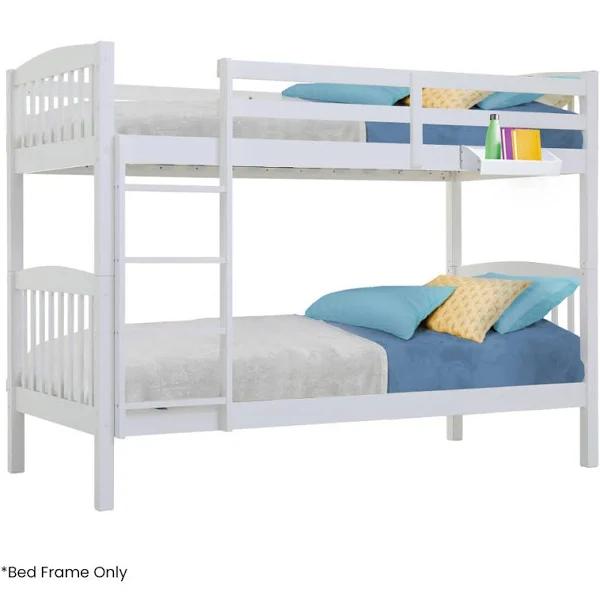 Kingston Slumber Wooden Kids Bunk Bed Frame with Modular Design That Can Convert to 2 Single White