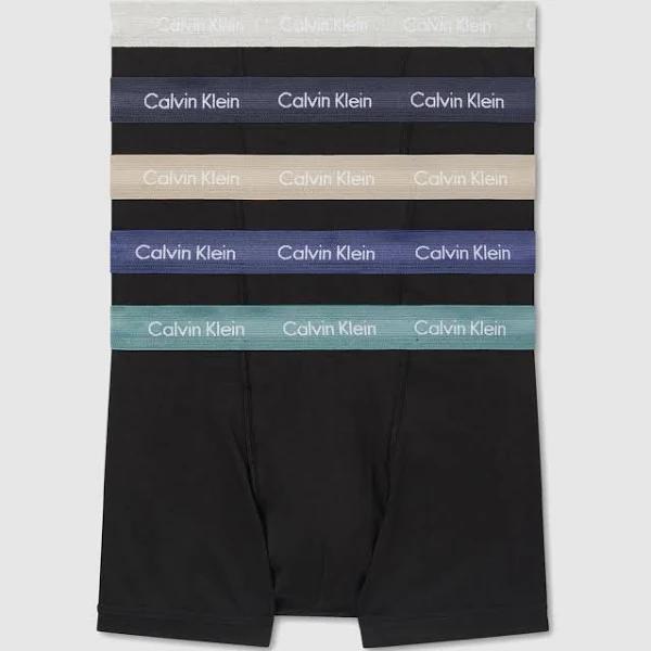 Calvin Klein - Men's Black Trunks - 5-Pack Cotton Stretch Trunks - Size L at The Iconic