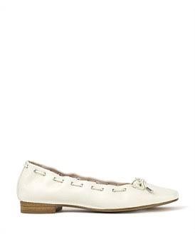 David Jones Edward Meller Echo Square Toe Ballet in Offwhite, Size 37.5 EU