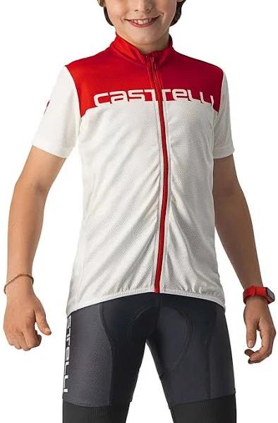 Castelli Neo Prologo Short Sleeve Jersey White Red Kids - 8