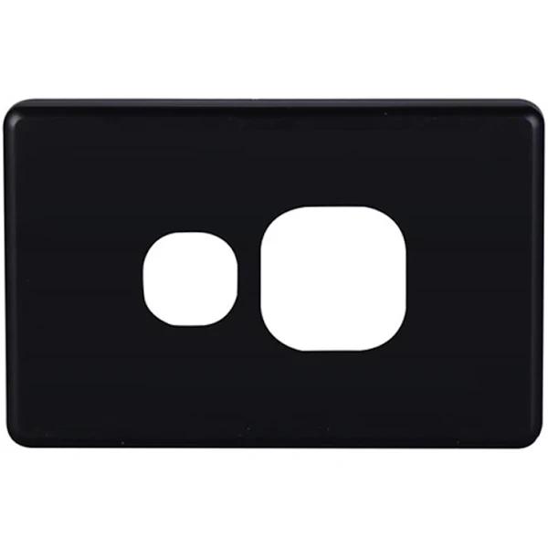 4Cabling Classic Single Power Point Cover Plate - Horizontal - Black