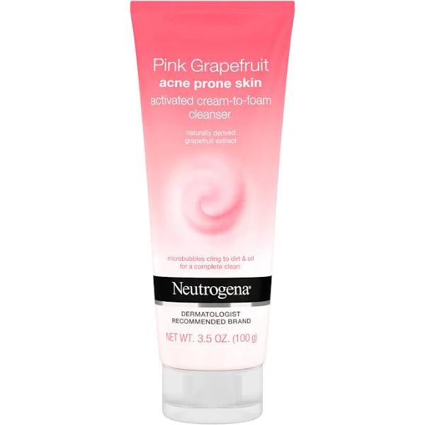 Neutrogena Activated Cream-To-Foam Cleanser, Pink Grapefruit, Acne Pr